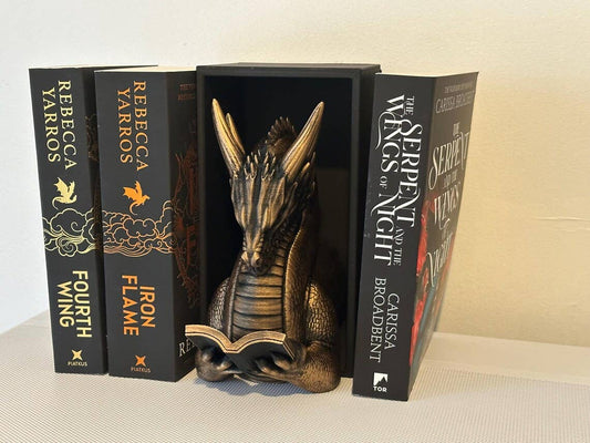 Dragon Book Nook & Bookend Fantasy Dragon Inspired: Yellow Gold