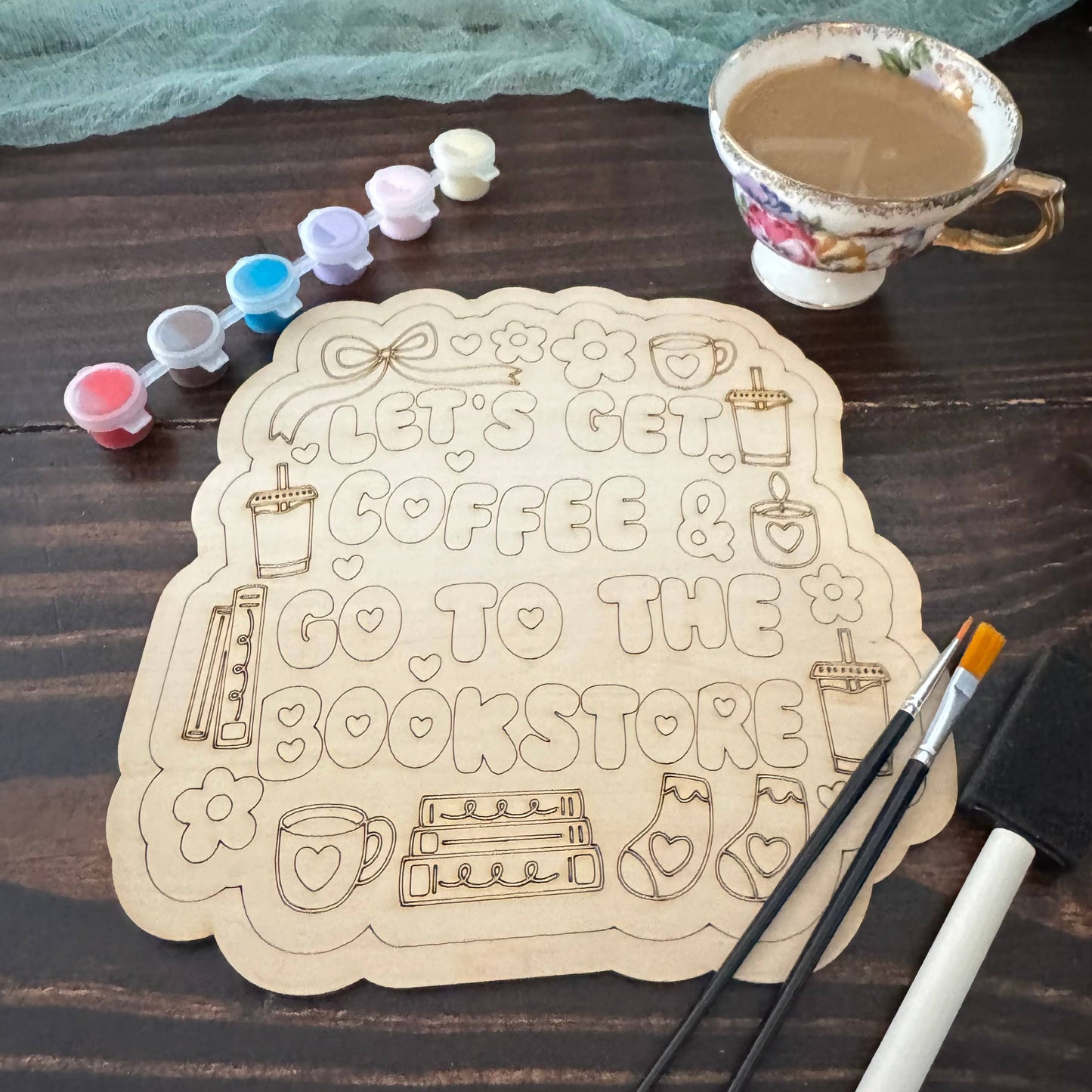 Bookstores & Coffeee DIY Paint Kit, Bookclub activity set