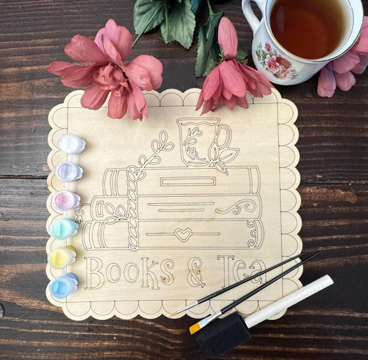Books & Tea DIY Paint Kit, Bookclub activity set